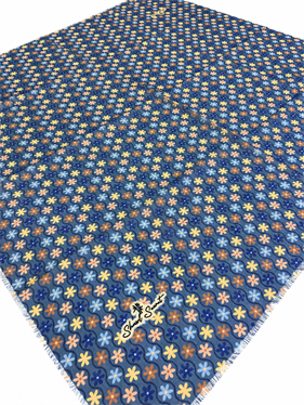 Shawl Secret Tülbent Lacivert Mavi Çiçek Desen
