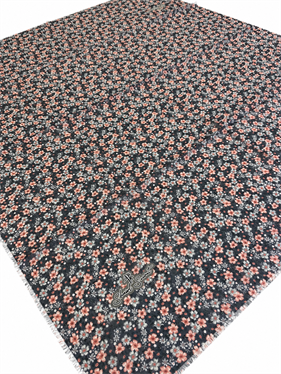 Shawl Secret Tülbent Purda Gri Çiçek Desen
