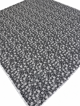 Shawl Secret Tülbent Siyah Gri Çiçek Desen