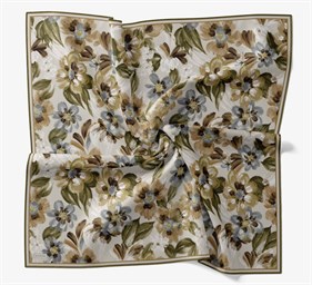 Silk Home Soft Eşarp Haki Çiçek Desen