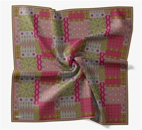 Silk Home Soft Eşarp IST Haki - Fuşya Etnik Desen