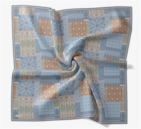 Silk Home Soft Eşarp IST İndigo - Bej Etnik Desen