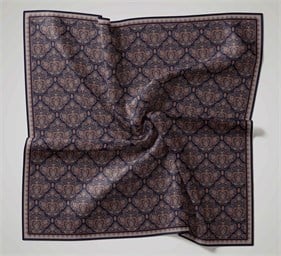 Silk Home Soft Eşarp Lacivert Turuncu Vintage Desen
