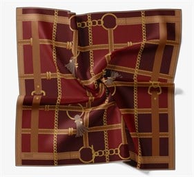 Silk Home Tivil İpek Eşarp 11533 - 02 Bordo - Taba  Zincir Desen