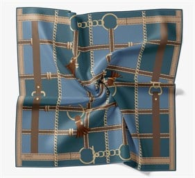 Silk Home Tivil İpek Eşarp 11533 - 06 Turkuaz - İndigo  Zincir Desen