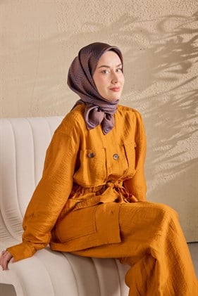 Silk Home Tivil İpek Eşarp IST 11520- 11 Mürdüm -Çikolata Kahve Başak Desen