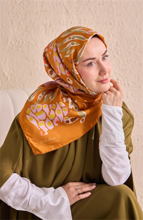 Silk Home Tivil Saf İpek IST 11531 - 04 Koyu Turuncu Mercan Desen 