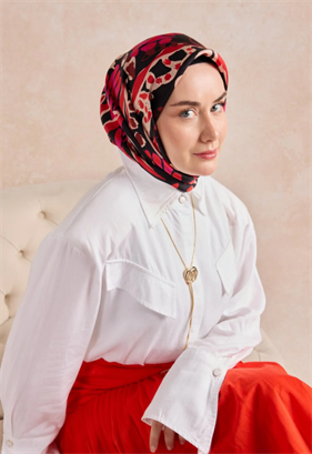 Silk Home Tivil Saf İpek IST 11531 - 17 Kırmızı Mercan Desen 