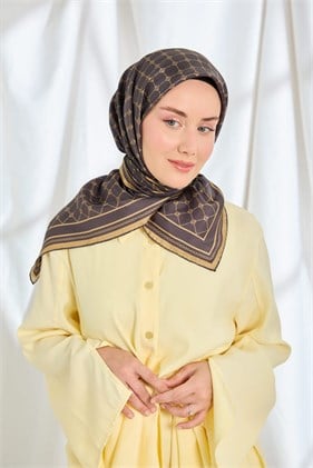 Silk Home Twill İpek Eşarp Monogram Acı Kahve