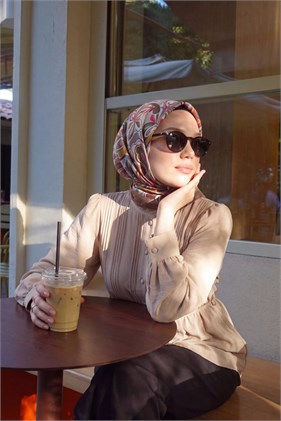 Silk Home Velora Eşarp Aura Floral Koyu Vizon