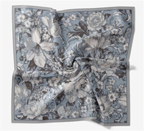 Silk Home Velora Eşarp IST Gri - İndigo  Çiçek Desen