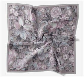 Silk Home Velora Eşarp IST Gri - Mürdüm  Çiçek Desen