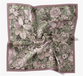 Silk Home Velora Eşarp IST Gül Kurusu- Yeşil  Çiçek Desen