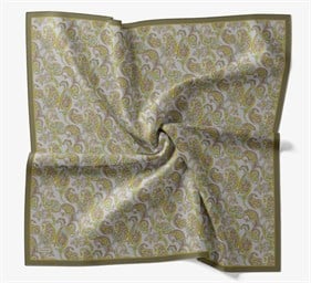 Silk Home Velora Eşarp IST  Haki  - Sarı Etnik Desen