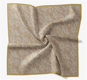 Silk Home Velora Eşarp IST Sarı - Vizon Etnik Desen