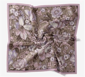 Silk Home Velora Eşarp IST Şeker Pembesi - Koyu Vizon  Çiçek Desen