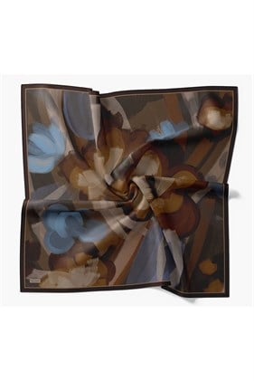 Silk Home Velora Eşarp Watercolor Lacivert Kahverengi