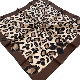Sisley Sura Saf İpek Eşarp Kahverengi Leopar Desen 2034 - 018