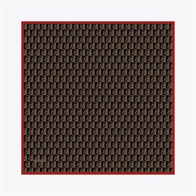 Zerafetim Monogram Desen Tivil İpek Eşarp Bebe Kahverengi