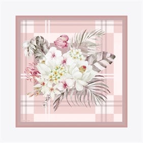 Zerafetim Roseplaid Desen Tivil İpek Eşarp Pembe