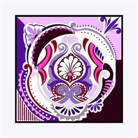 Zerafetim Tivil Saf İpek Eşarp Mor Lila  Damask Desen İpek Twill Eşarp
