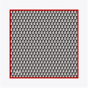 Zerafetim Tivil Saf İpek Eşarp Siyah Beyaz Zrf Monogram Desen İpek Twill Eşarp
