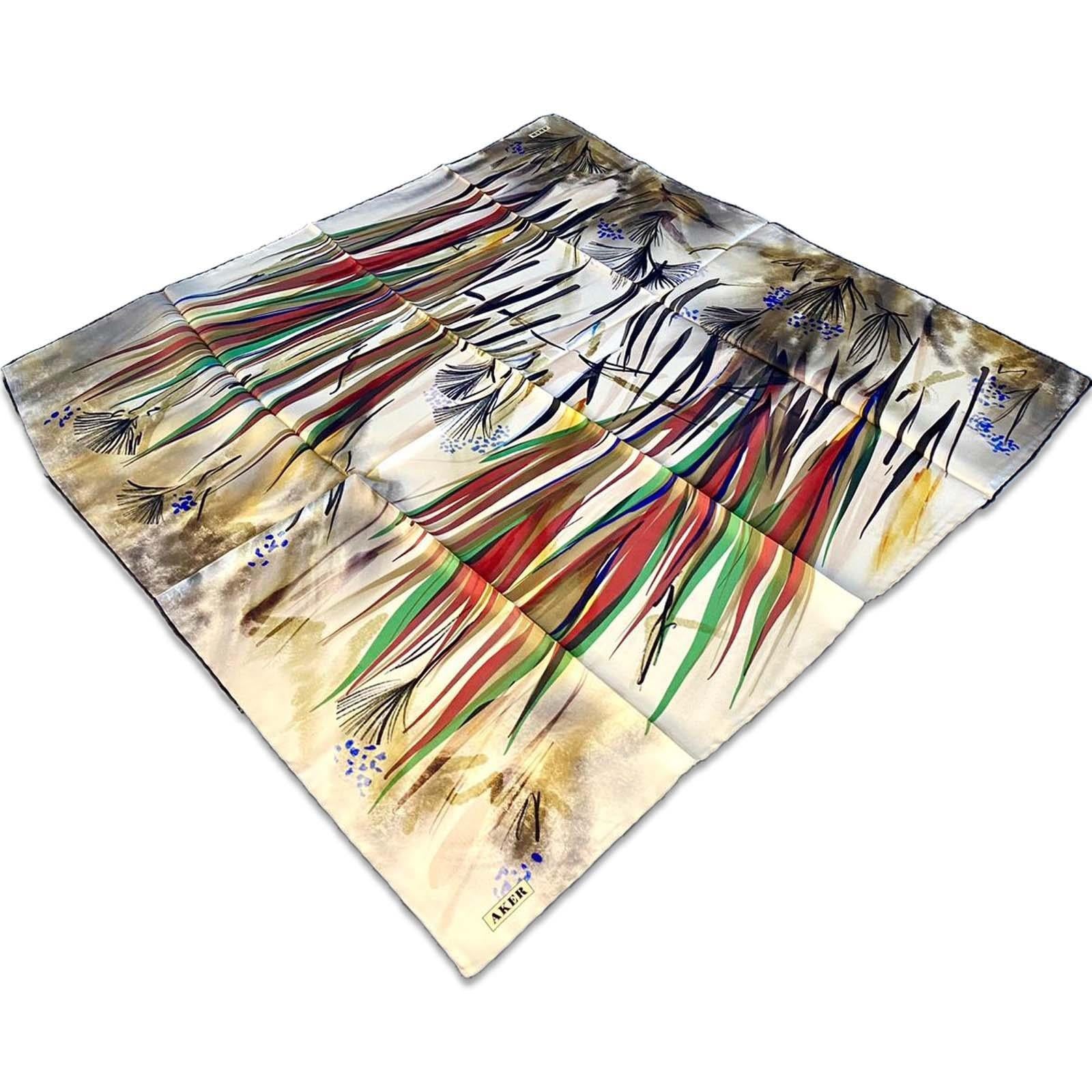 Aker Multicolored Mixed Pattern Twill Silk Scarf 8837713-911