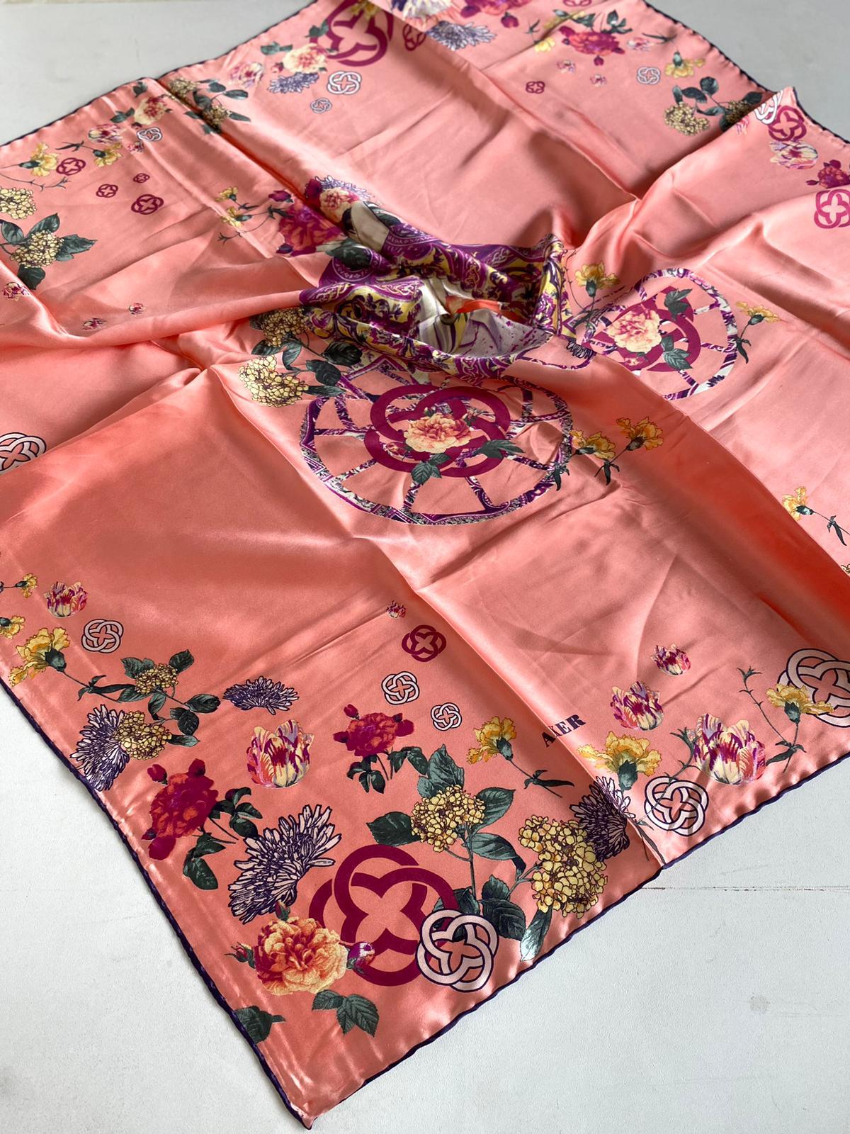 Aker Defolu Sura İpek Eşarp 44132 Yavruağzı Karışık Desen  