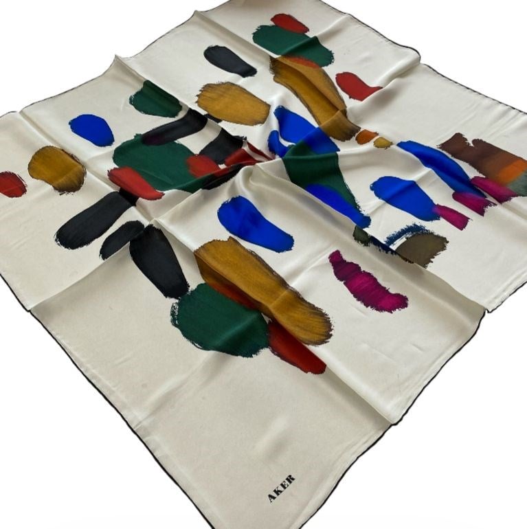 Aker Defolu Sura İpek Eşarp 54652 Çok Renkli Geometrik Desen 