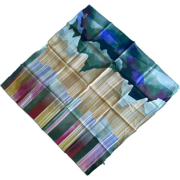 Aker Defective Twill Silk Scarf 38114 Green Mixed Pattern