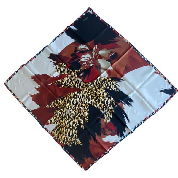 Aker Defective Twill Silk Scarf 38476 Black-Coral Mixed Pattern