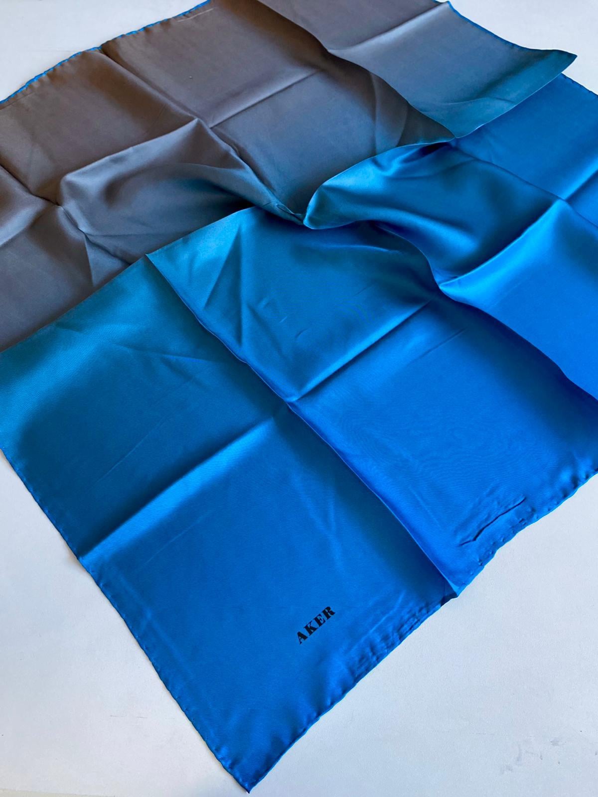 Aker Defective Twill Silk Scarf 38821 Blue Gradient Pattern