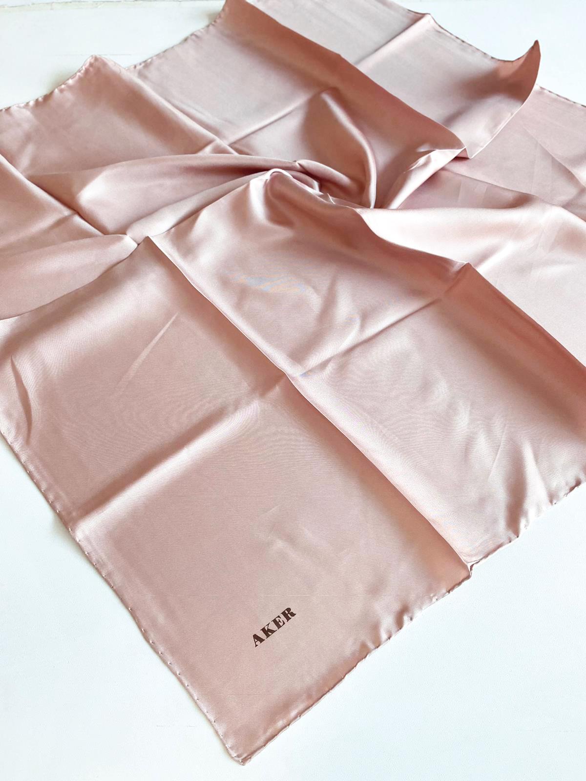 Aker Defective Twill Silk Scarf 38888 Powder Pink Plain Color