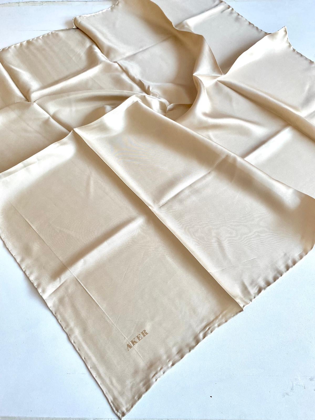 Aker Defolu Tivil İpek Eşarp 39074 Krem Düz Renk