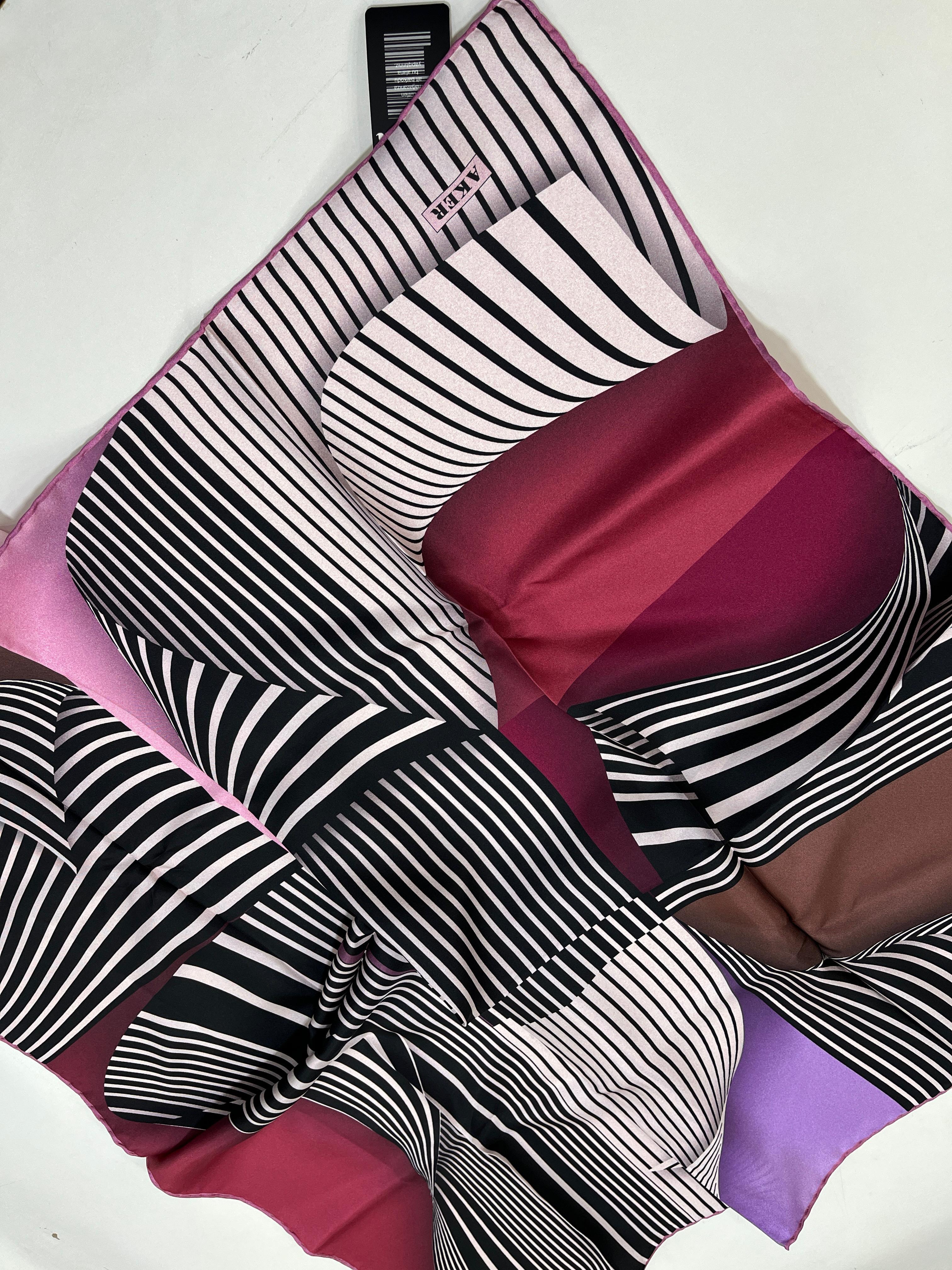 Aker Defolu Tivil İpek Eşarp IST 38462-07 Pembe Karışık Desen