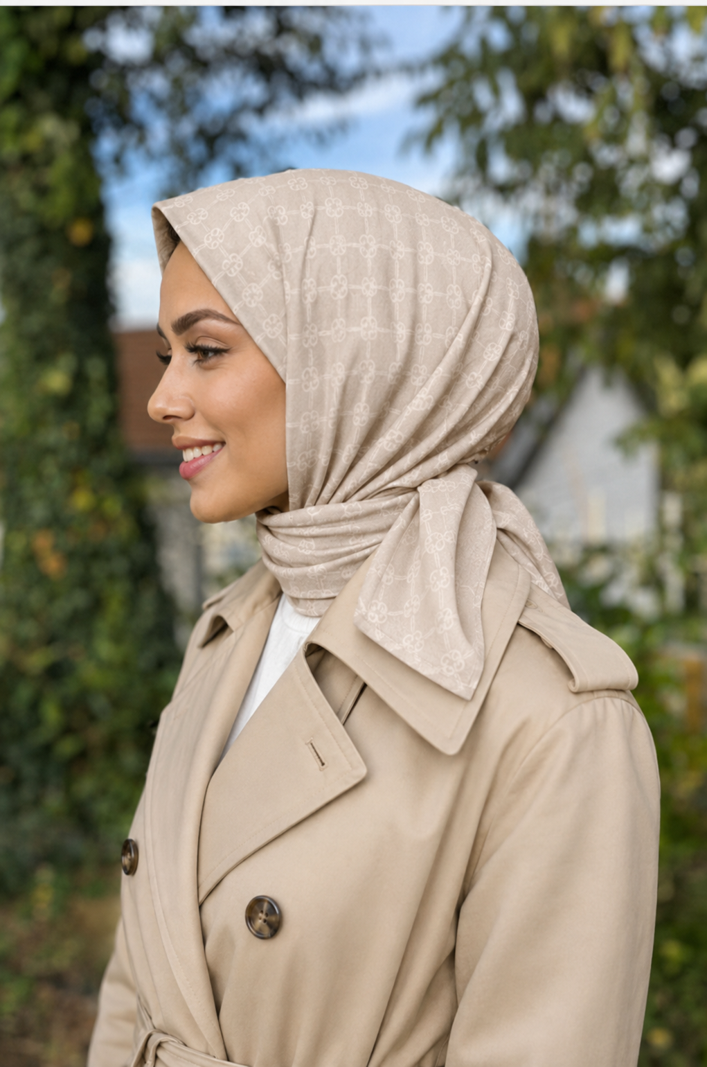 Aker Elegance Eşarp Vizon 1090500 994 Monogram Desen