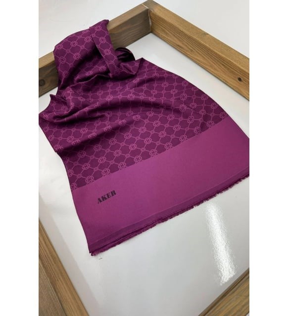 Aker Elegance Şal Soft Mürdüm Monogram Desenli 1090100 - 994