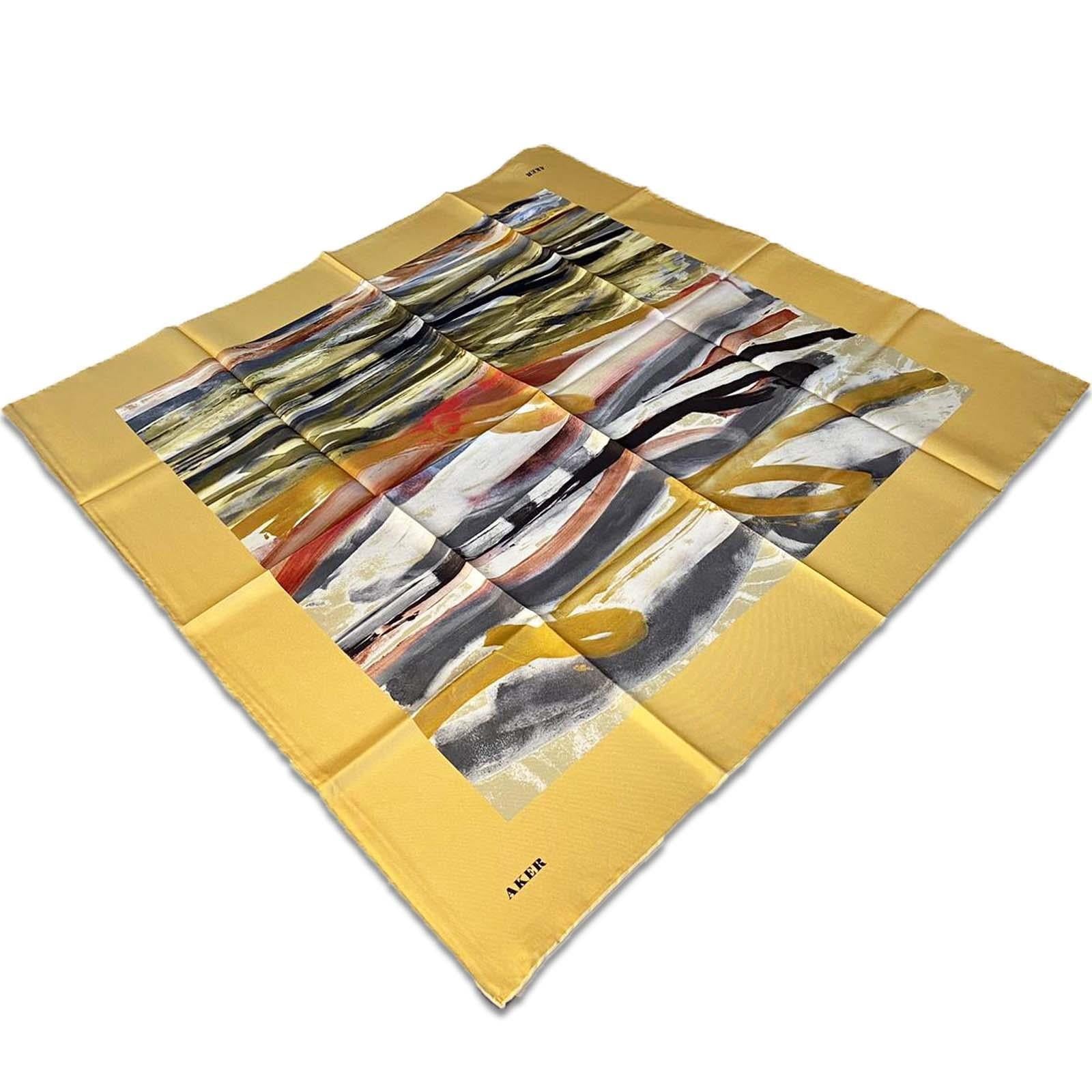 Aker Smoked Yellow Mixed Pattern Twill Silk Scarf 8808713-961