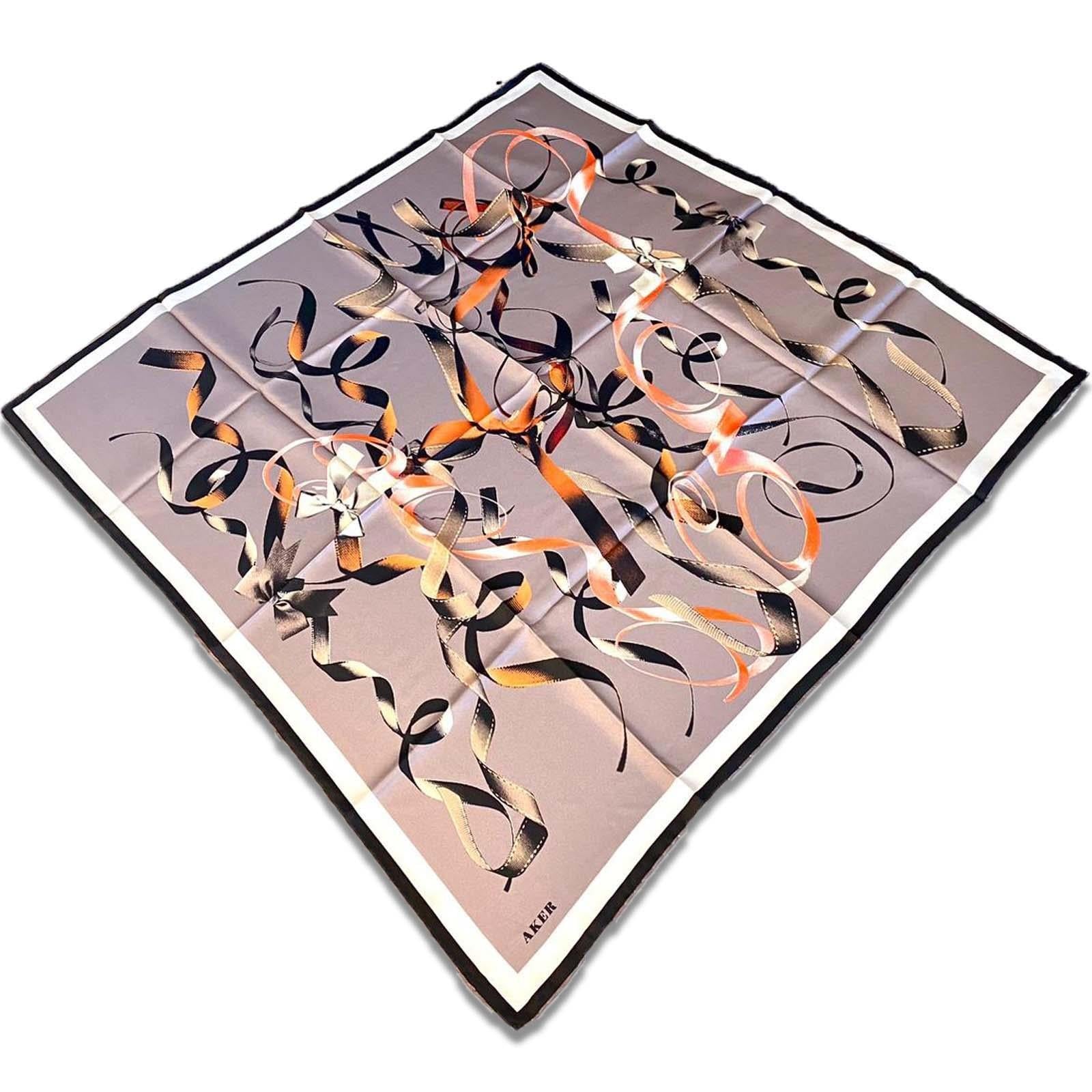 Aker Gray Mixed Pattern Twill Silk Scarf 8807713-931