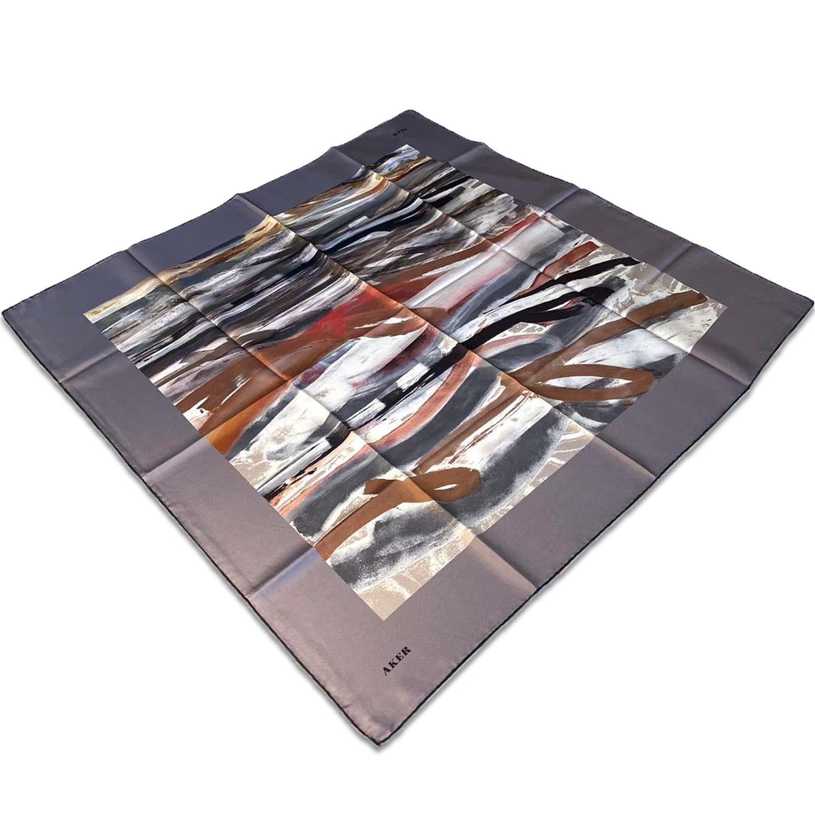 Aker Gray Mixed Pattern Twill Silk Scarf 8808713-912