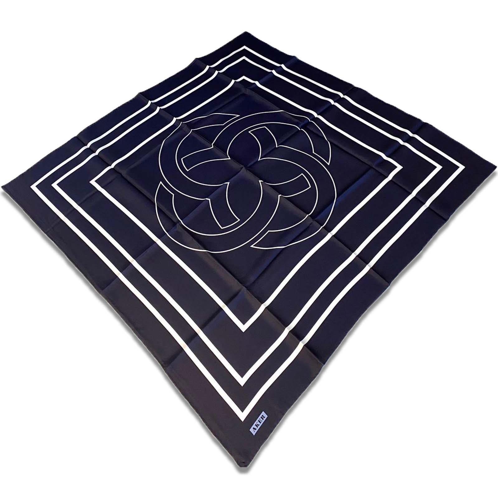 Aker Navy Blue Stripe Pattern Twill Silk Scarf 8825713-921