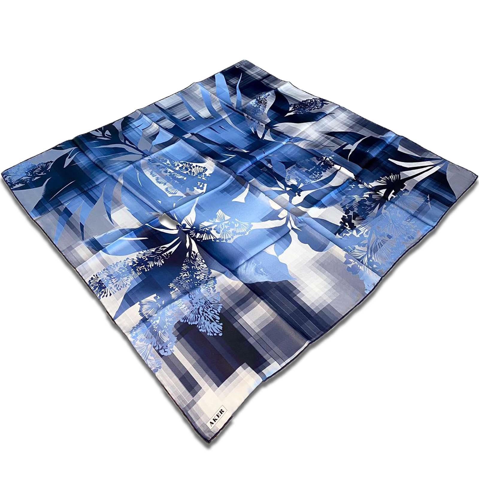 Aker Navy Blue Mixed Pattern Twill Silk Scarf 8840713-922
