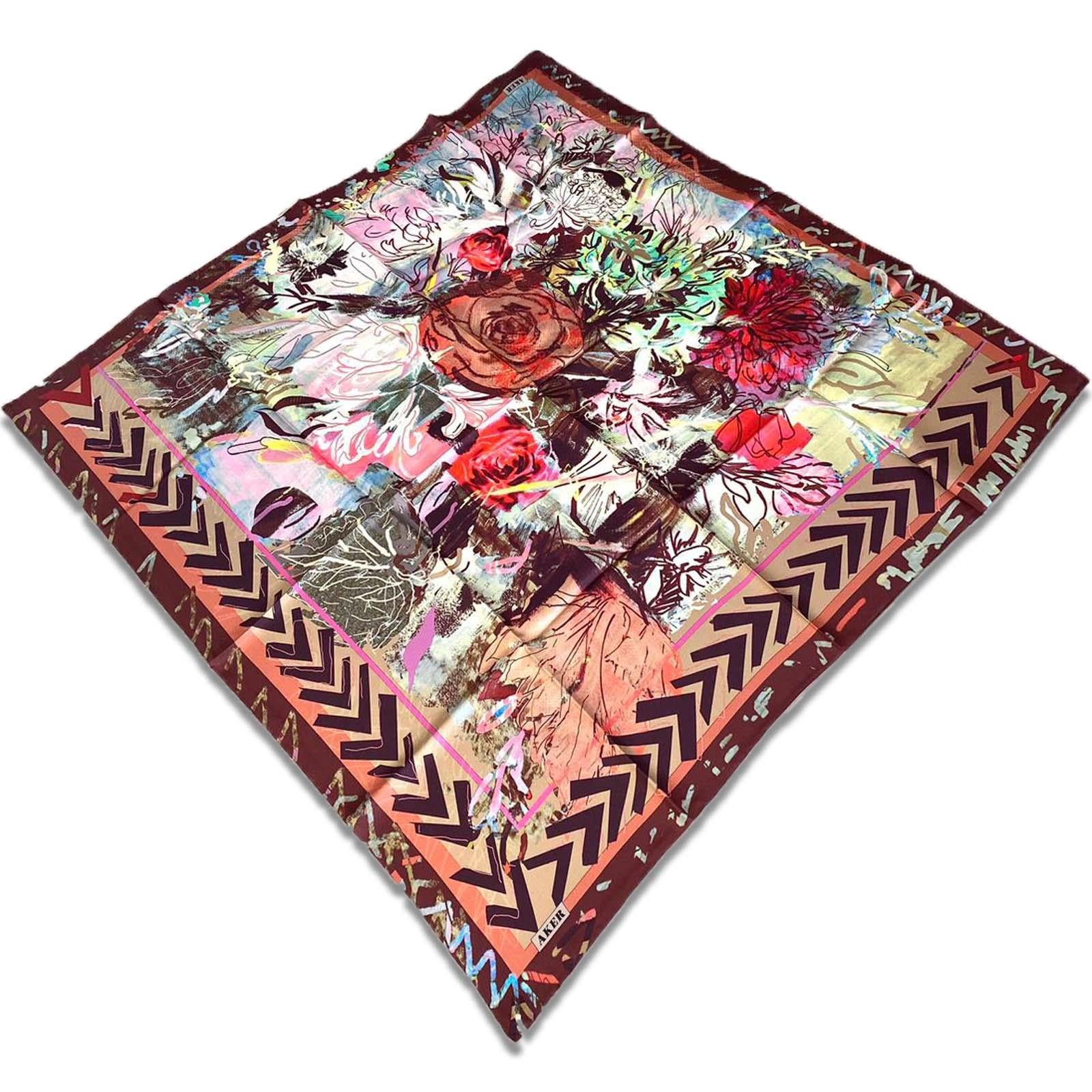 Aker Mürdüm Karma Ççiçek Desen Tivil İpek Eşarp 31981