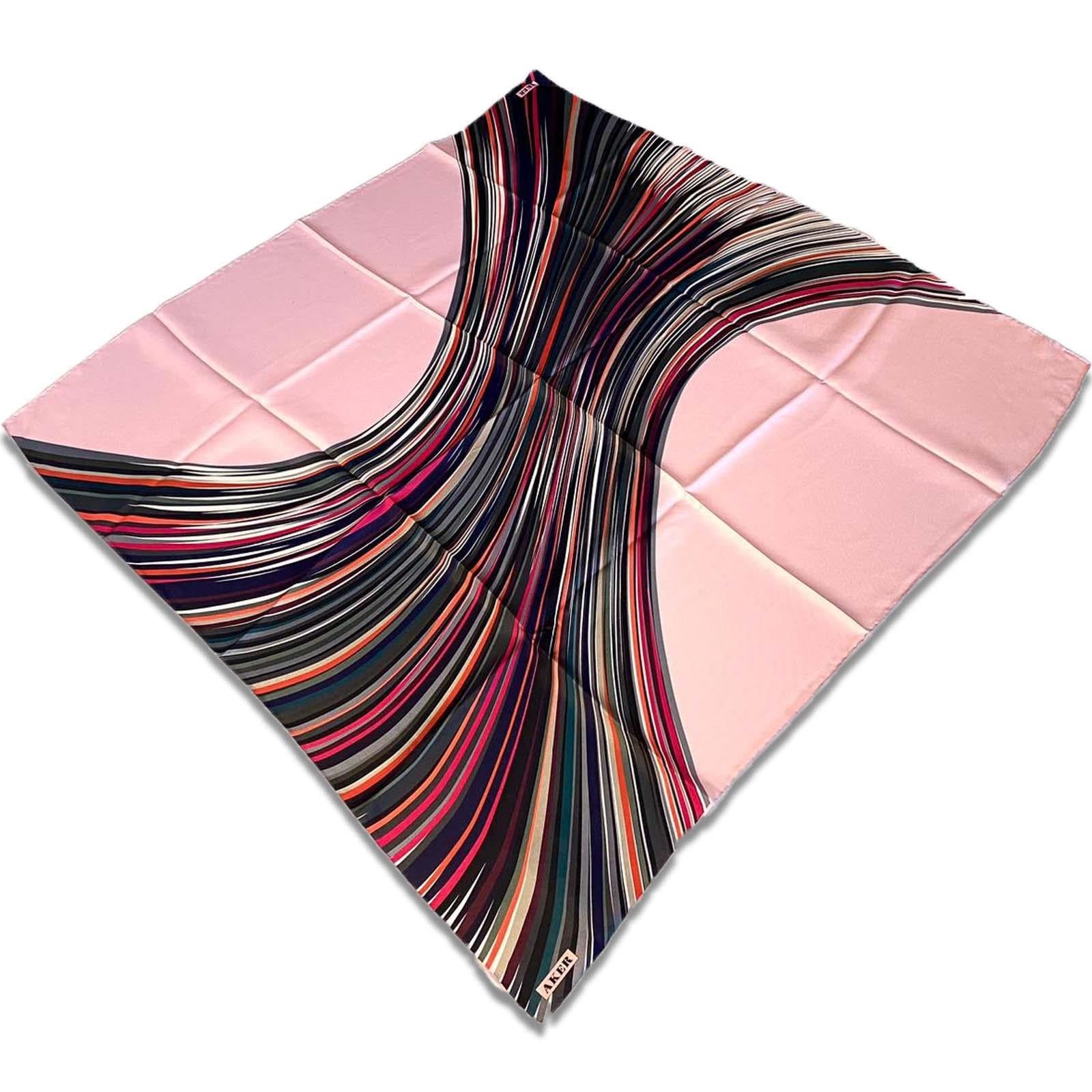 Aker Pink Mixed Pattern Twill Silk Scarf 8842713-991