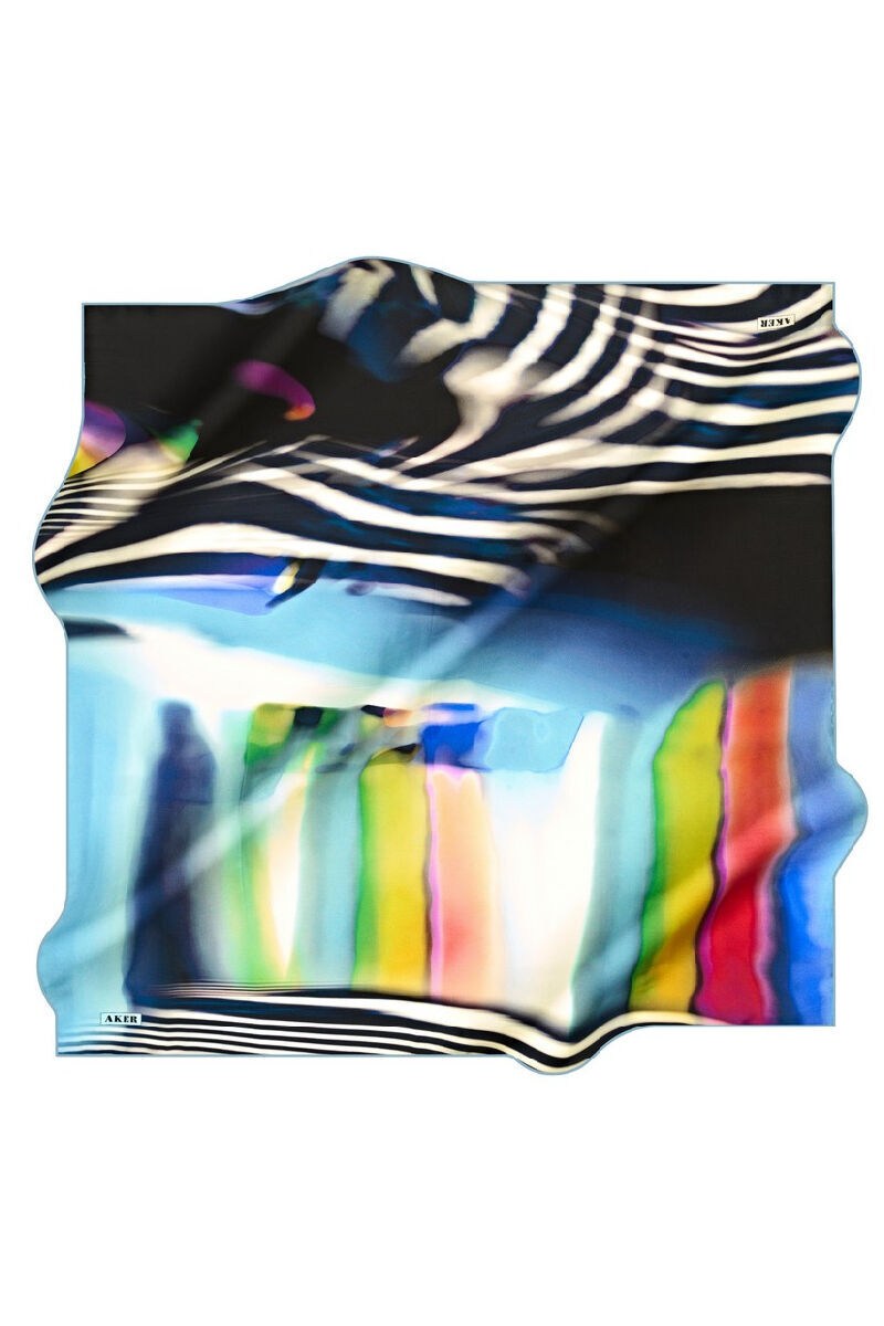 Aker Polyester Eşarp 8570795 922 Lacivert Yeşil Karışık Desen