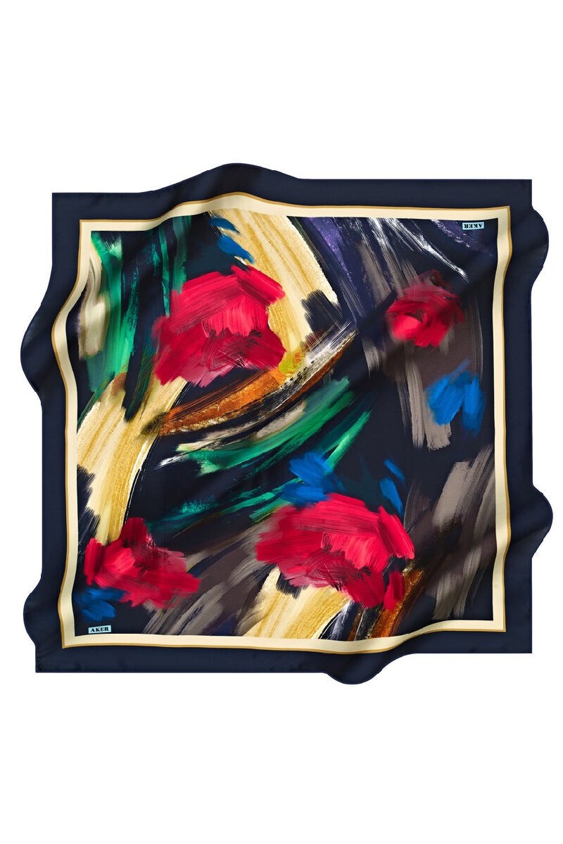 Aker Polyester Eşarp 8574795 921 Lacivert Karışık Desen