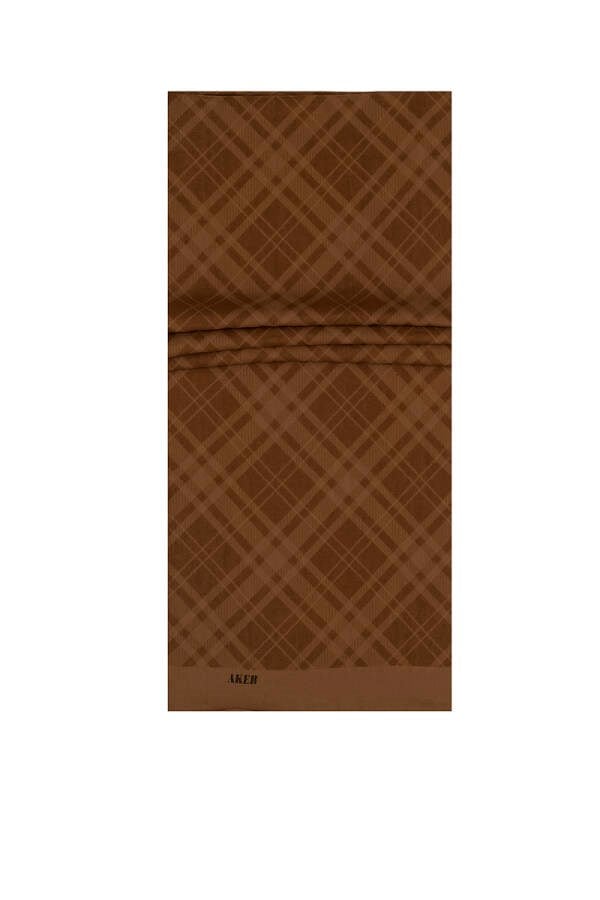 Aker Polyester Taba Şal 930 Ekose Desen