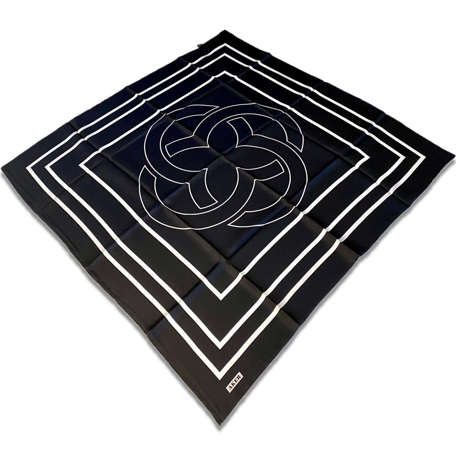 Aker Black Stripe Pattern Twill Silk Scarf 8825713-911