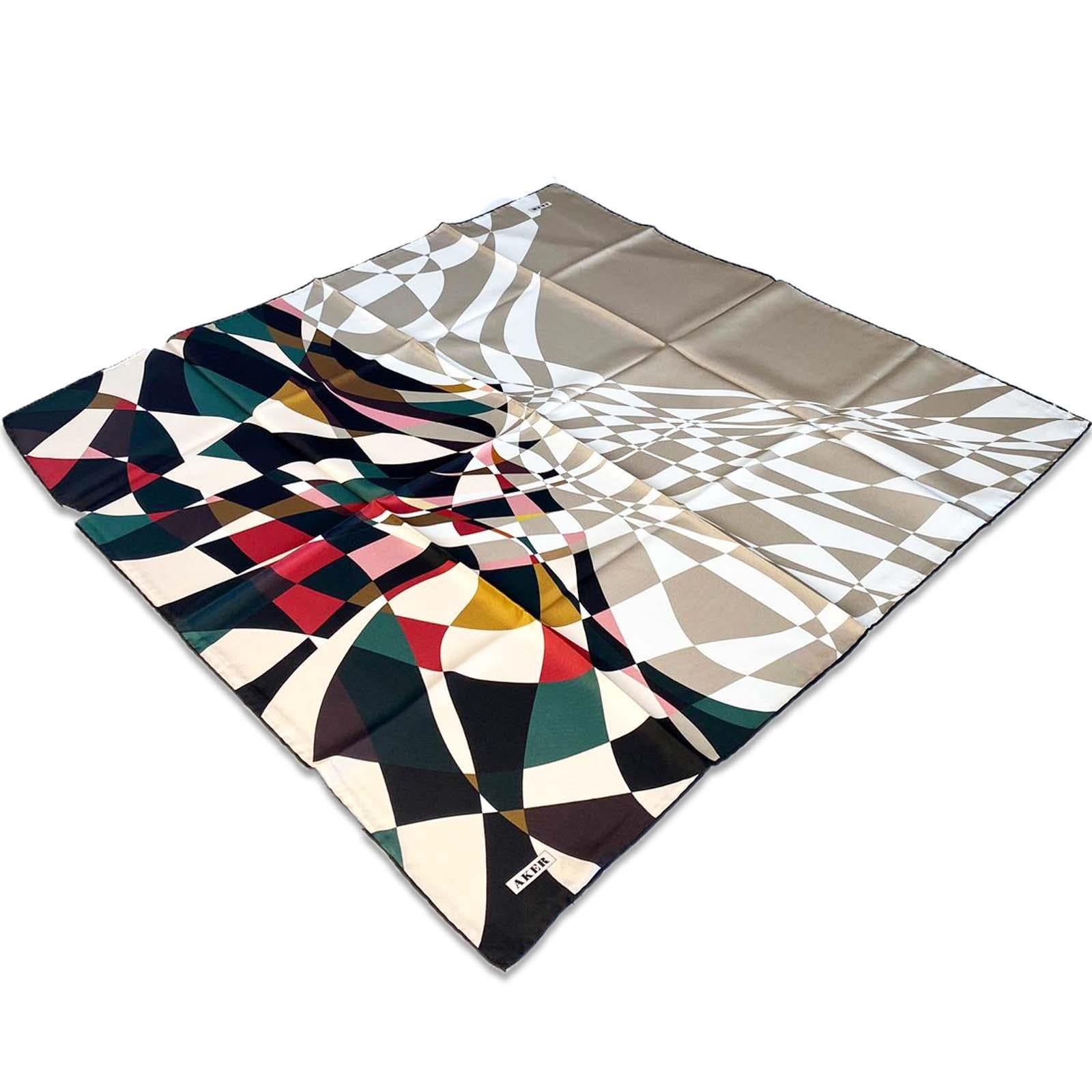 Aker Siyah Geometrik Desen Tivil İpek Eşarp 8550713-913