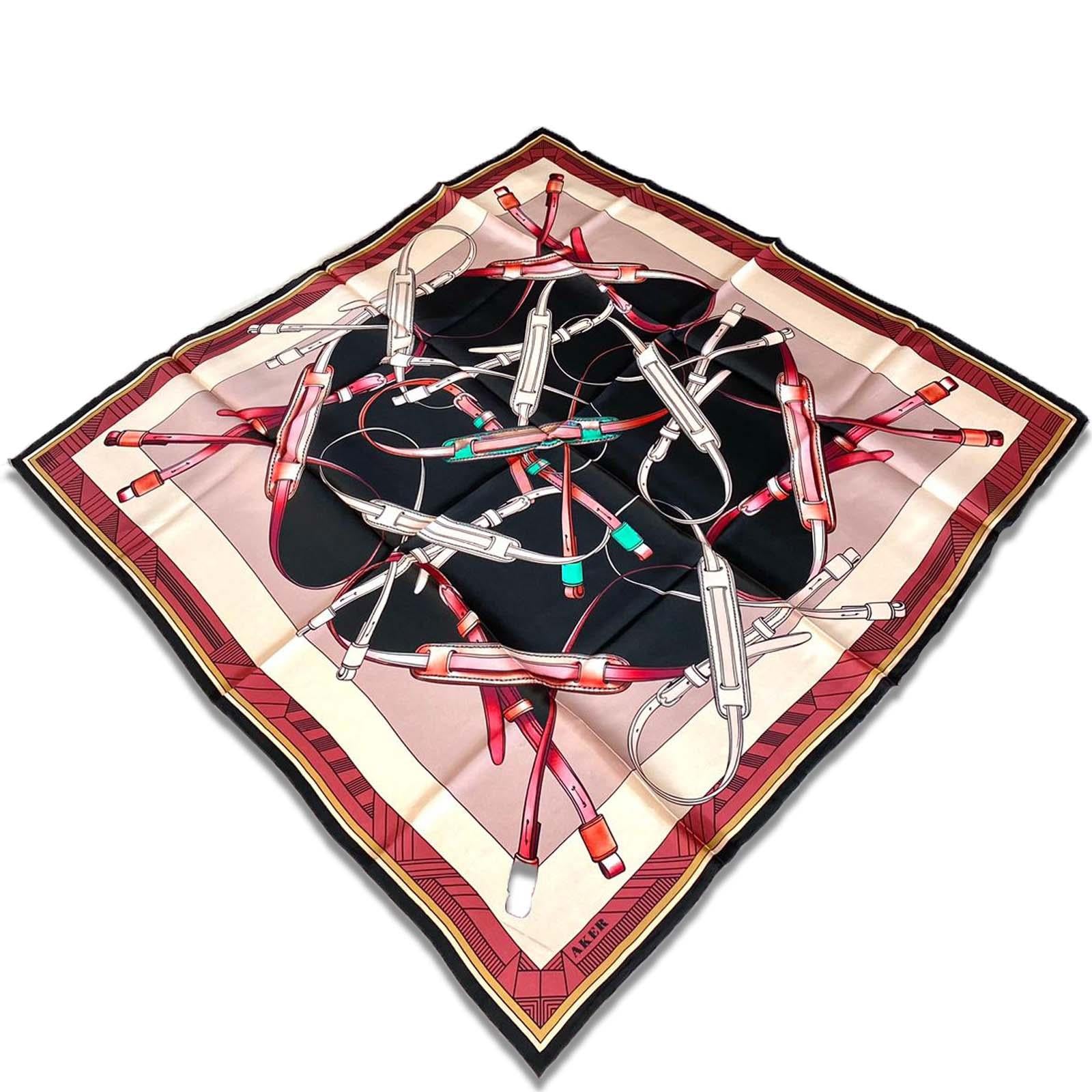 Aker Black Mixed Pattern Satin Silk Scarf 31213